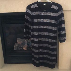 J.Crew metallic stripe sweater dress